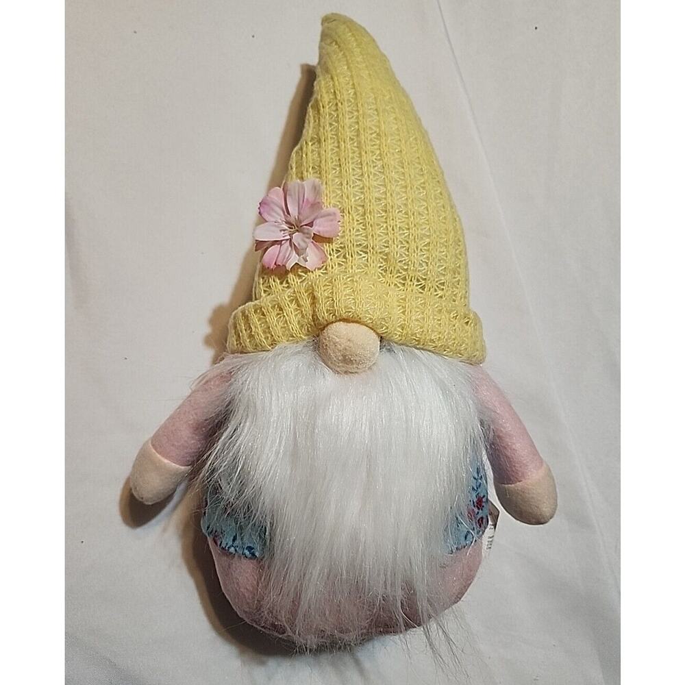 Spring Sitting Gnome Pink Floral Yellow Blue 4Seasons Global 15.5" Table Top Hom